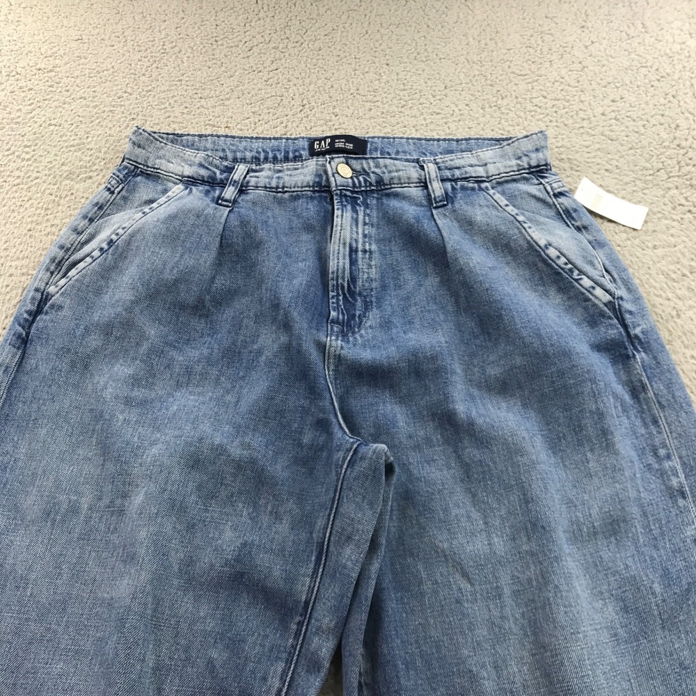 GAP Jeans Womens 12x31 Blue High Rise Wide Leg Pleated Relaxed Boho Denim NEW